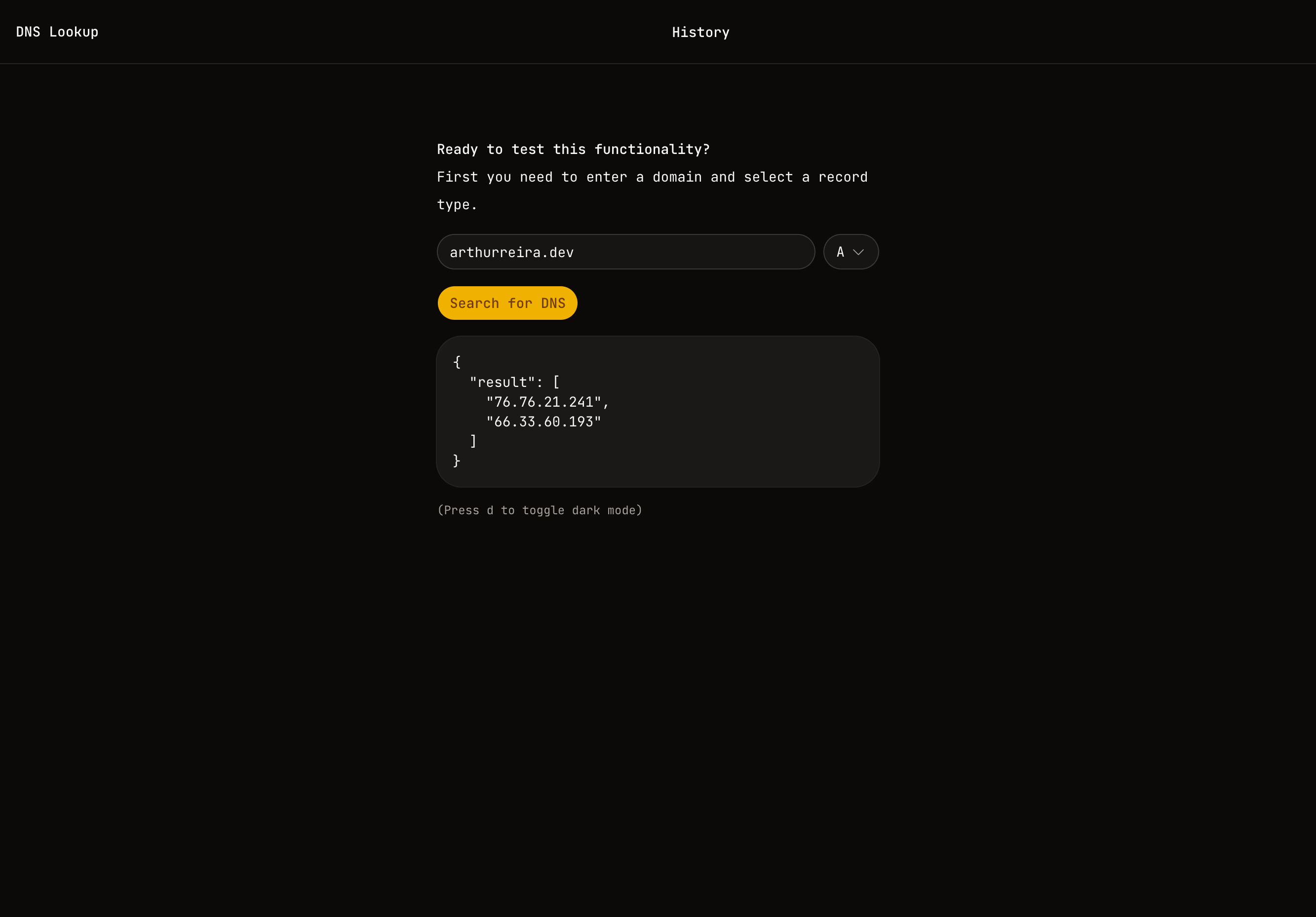 dns-tool screenshot in use